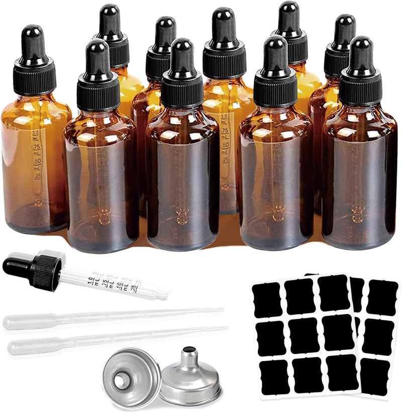 Zsynka 10 Pack 2 Oz Amber Glass Bottles with Dropper, UV Protection, for Essential Oils, Serum, Liquids - Image 1